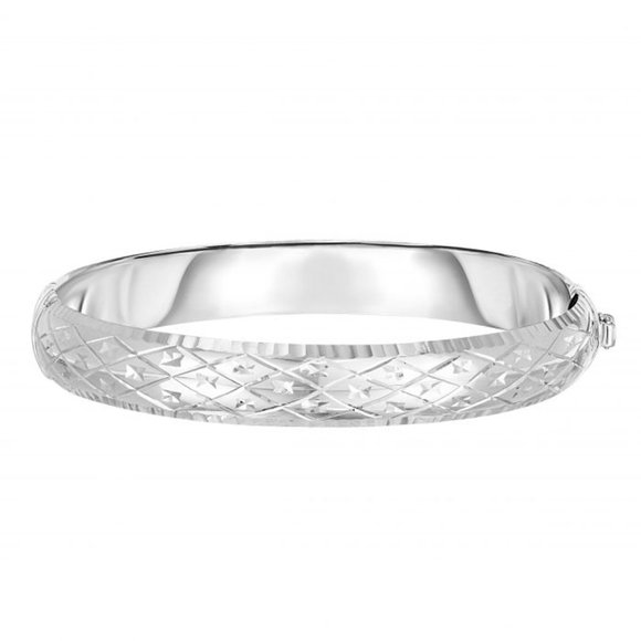 Sterling Silver 10mm Diamond Cut Star Bangle